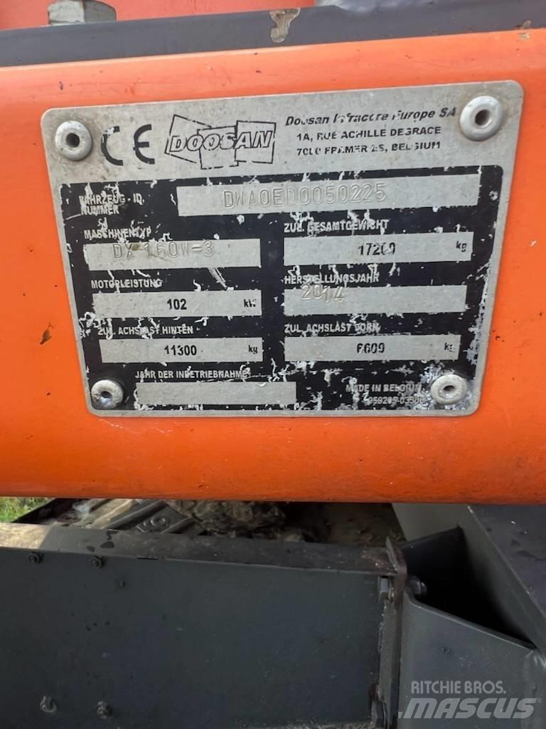 Doosan DX 160 W-3 ホイール式油圧ショベル（パワーショベル・ユンボ・バックホー）