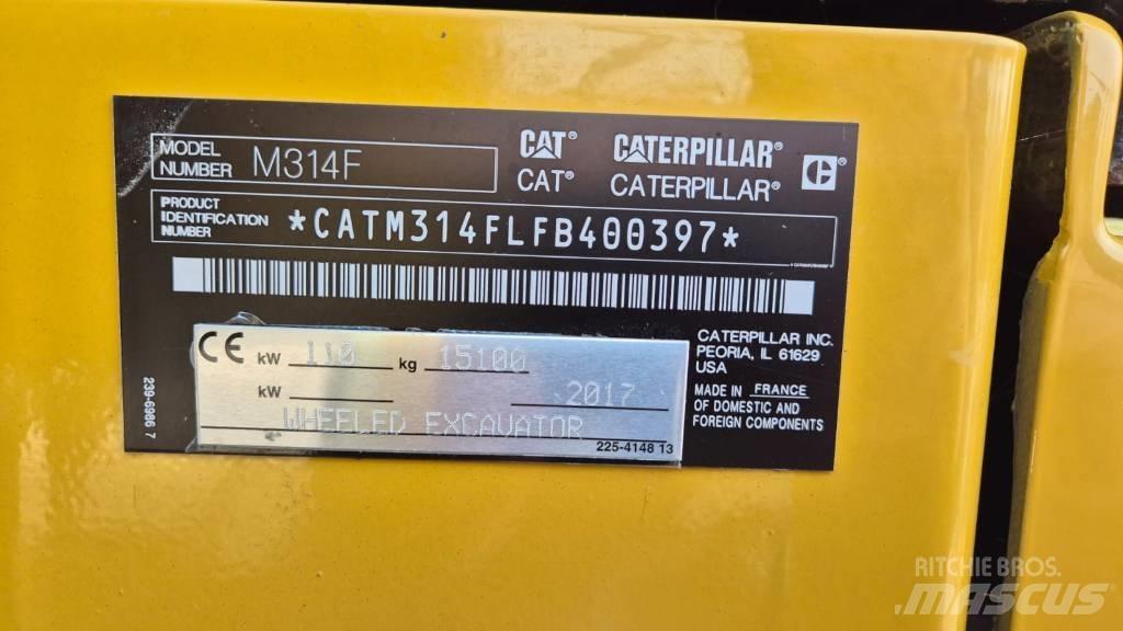 CAT M 314 F ホイール式油圧ショベル（パワーショベル・ユンボ・バックホー）