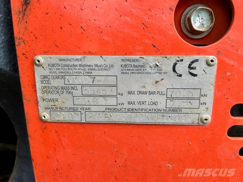 Kubota KX 057-4 ミニ油圧ショベル 7t以下（ミニユンボ・ミニディガー）