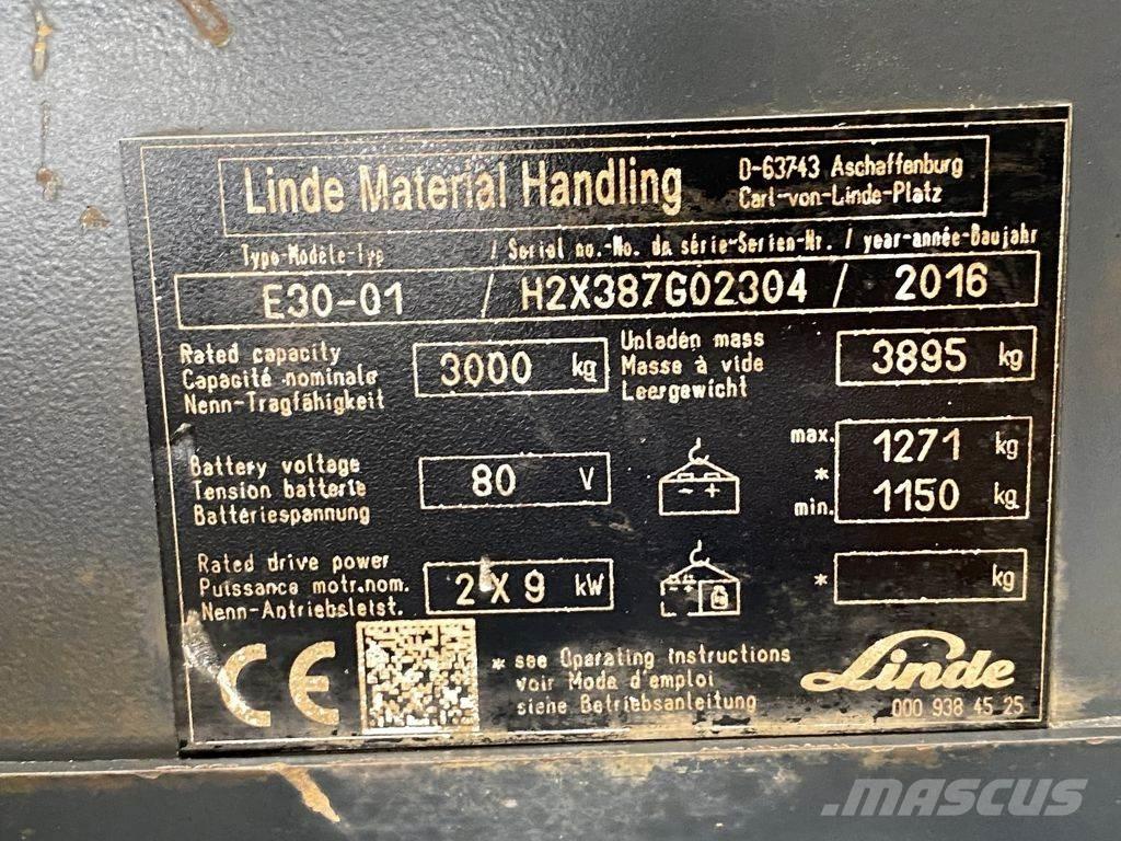Linde E30-01 バッテリーフォークリフト