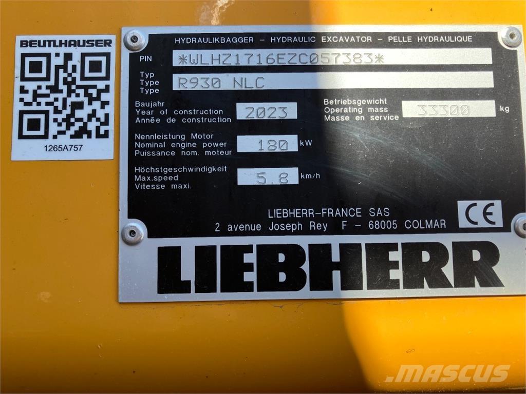 Liebherr R930 大型油圧ショベル12t以上（パワーショベル・ユンボ）