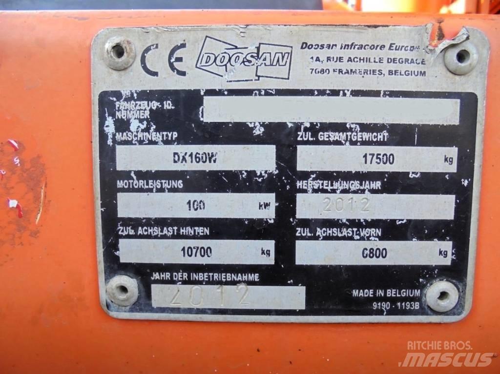 Doosan DX 160 W ホイール式油圧ショベル（パワーショベル・ユンボ・バックホー）
