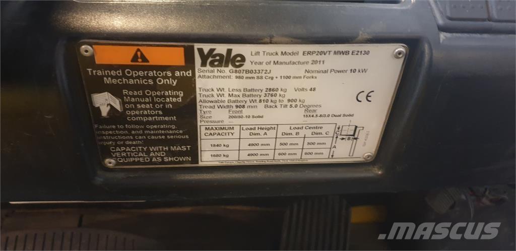 Yale ERP20VT MWB バッテリーフォークリフト