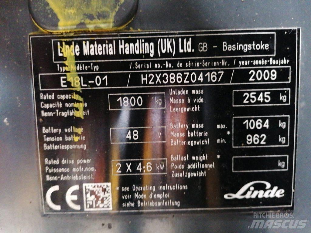 Linde E18L-01 バッテリーフォークリフト