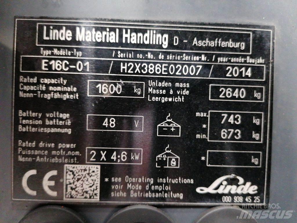 Linde E16C-01 バッテリーフォークリフト