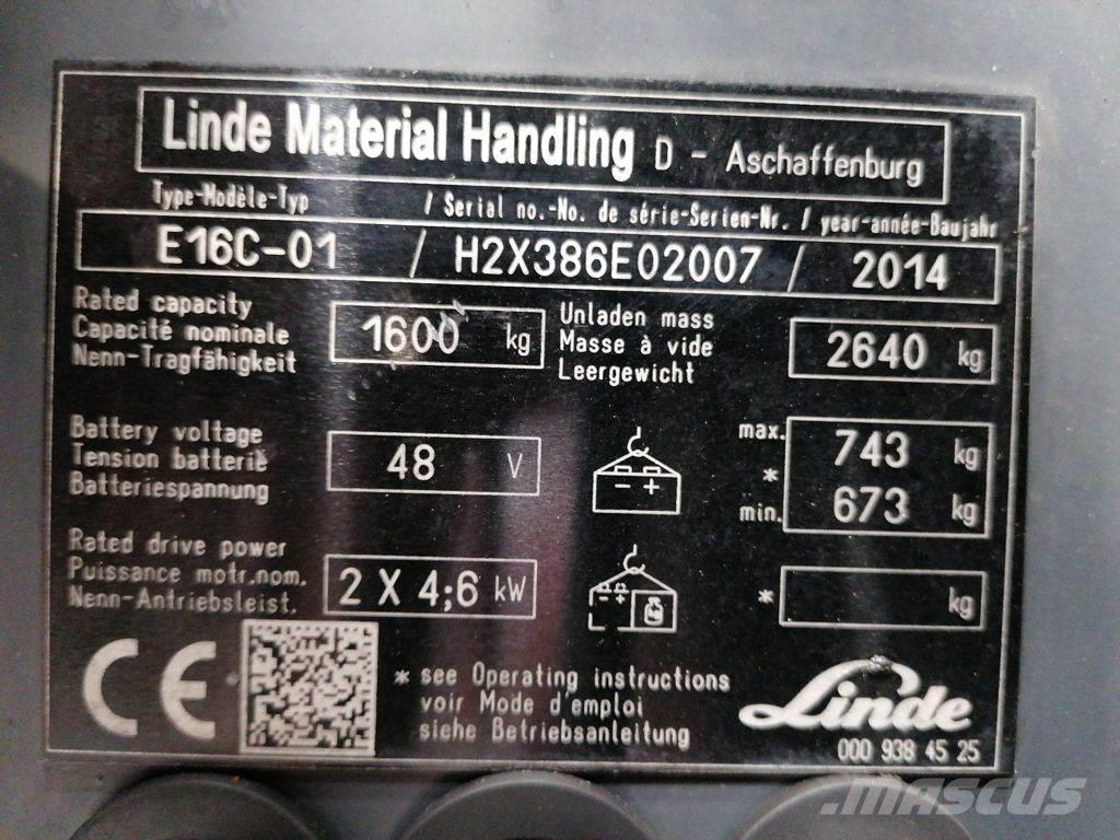Linde E16C-01 バッテリーフォークリフト