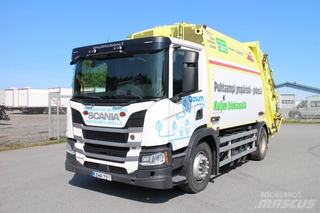 Scania P 340 CNG A 塵芥車、パッカー車