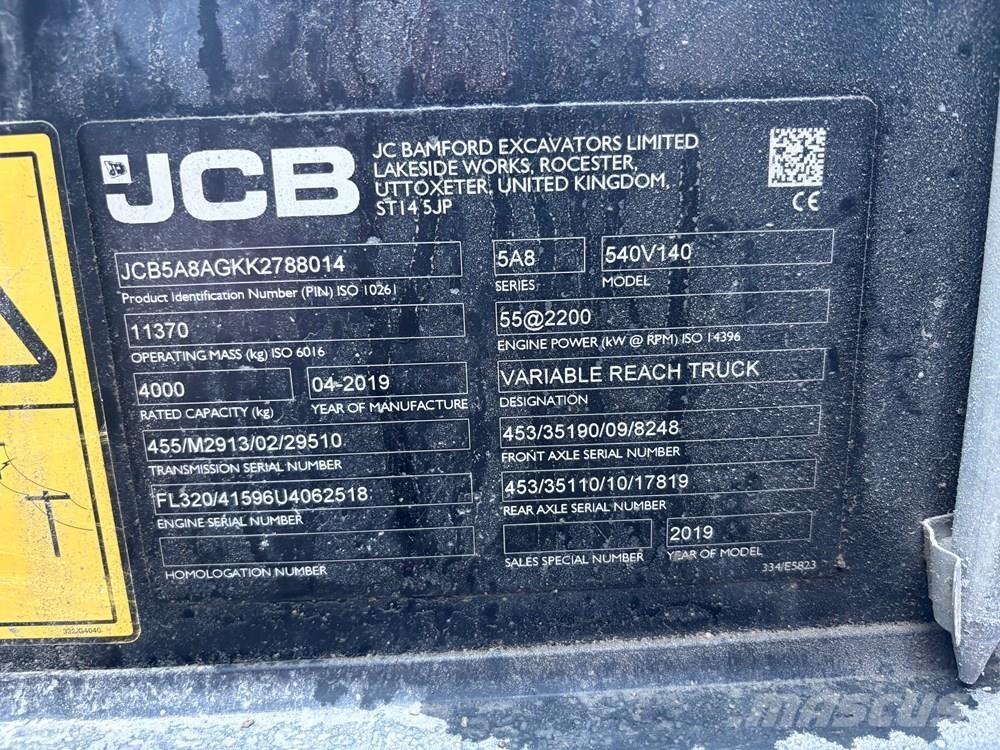 JCB 540V140 テレスコーピックハンドラー