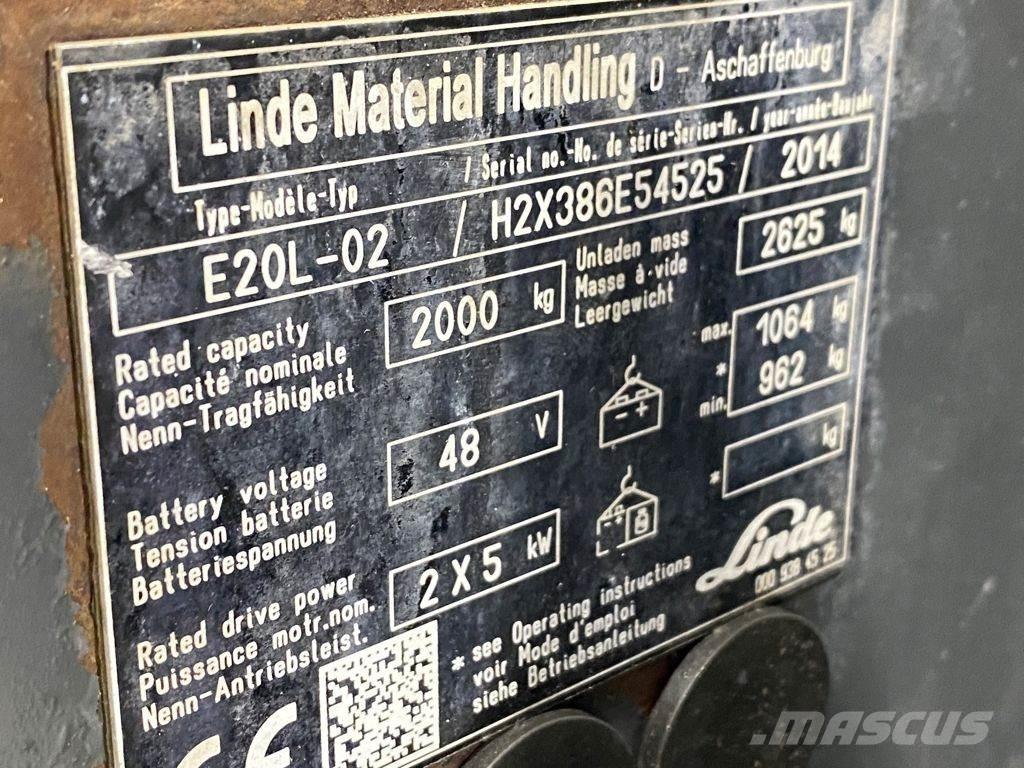 Linde E20L-02 バッテリーフォークリフト
