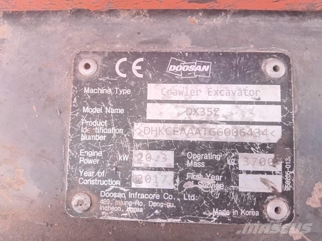 Doosan DX 35 Z ミニ油圧ショベル 7t以下（ミニユンボ・ミニディガー）