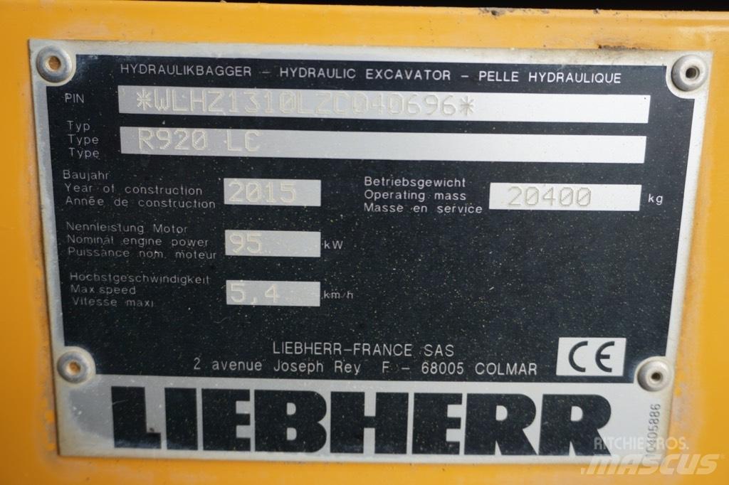 Liebherr R 920 LC 大型油圧ショベル12t以上（パワーショベル・ユンボ）