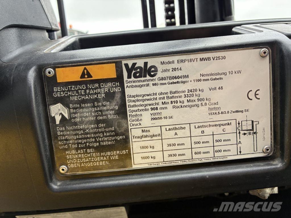 Yale ERP 18VT バッテリーフォークリフト