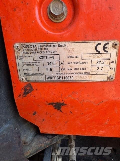 Kubota KX 015-4 ミニ油圧ショベル 7t以下（ミニユンボ・ミニディガー）