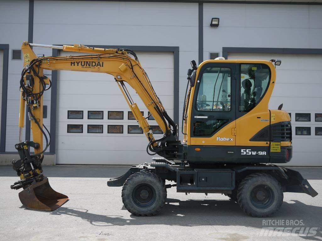Hyundai R 55W-9A ホイール式油圧ショベル（パワーショベル・ユンボ・バックホー）