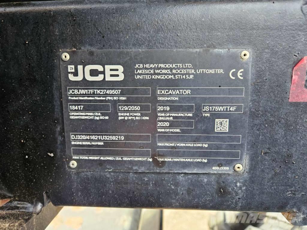 JCB JS 175 W ホイール式油圧ショベル（パワーショベル・ユンボ・バックホー）