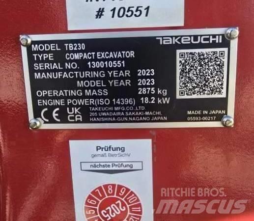 Takeuchi TB 230 ミニ油圧ショベル 7t以下（ミニユンボ・ミニディガー）