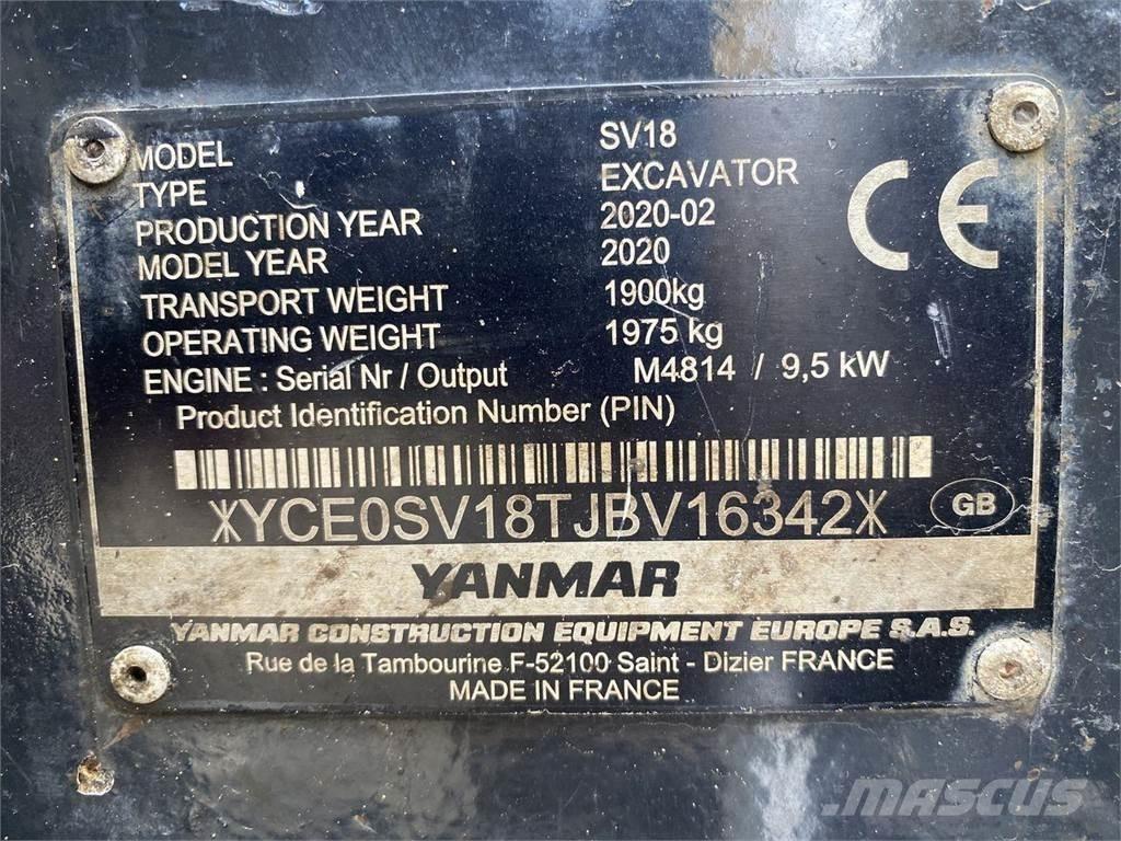 Yanmar SV18 ホイール式油圧ショベル（パワーショベル・ユンボ・バックホー）