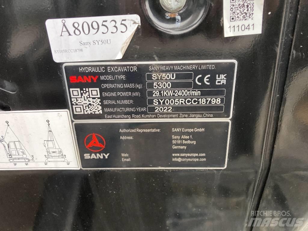 Sany SY 50 U ミニ油圧ショベル 7t以下（ミニユンボ・ミニディガー）