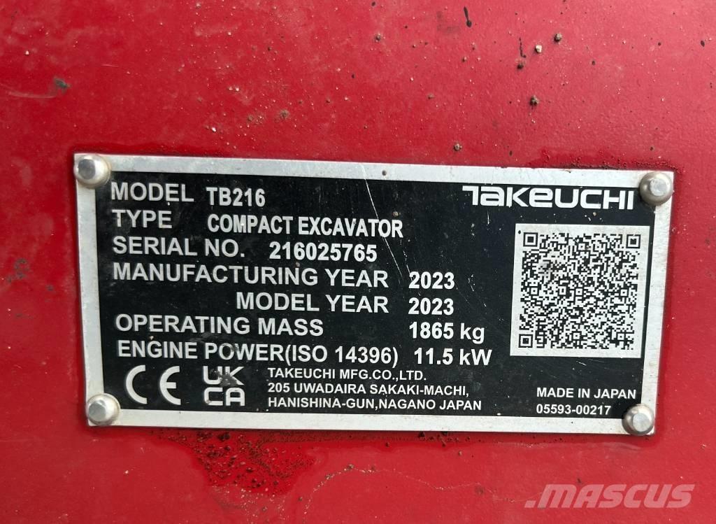 Takeuchi TB 216A V4 ミニ油圧ショベル 7t以下（ミニユンボ・ミニディガー）