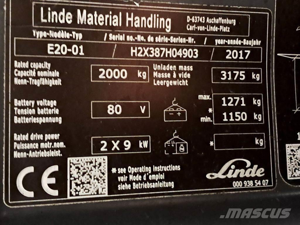 Linde E20-01 バッテリーフォークリフト