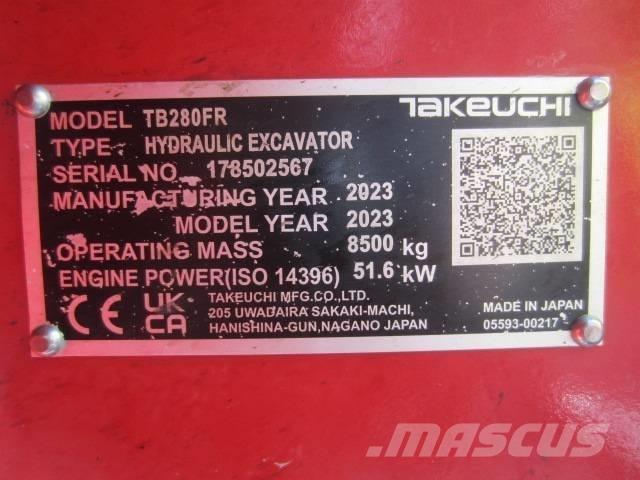 Takeuchi TB 280 FR 中型油圧ショベル 7ｔ-12ｔ（ユンボ・パワーショベル・バックホー）