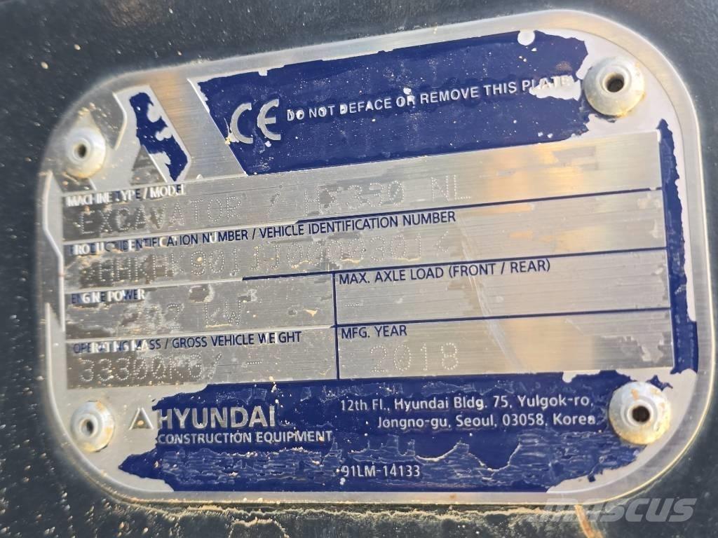 Hyundai HX 330 NL 大型油圧ショベル12t以上（パワーショベル・ユンボ）