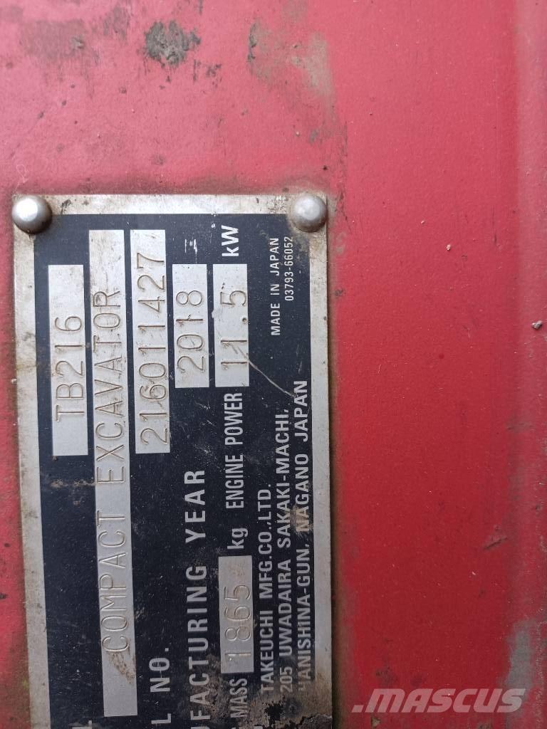 Takeuchi TB 216 ミニ油圧ショベル 7t以下（ミニユンボ・ミニディガー）