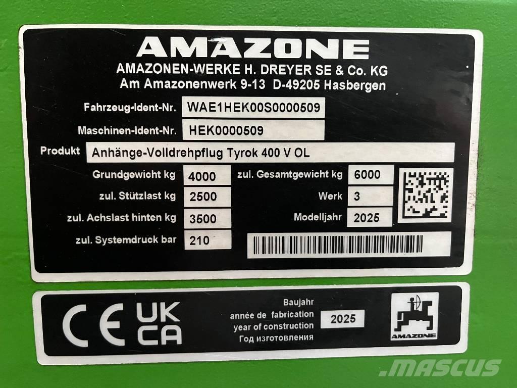 Amazone Tyrok 400 VS リバーシブルプラウ