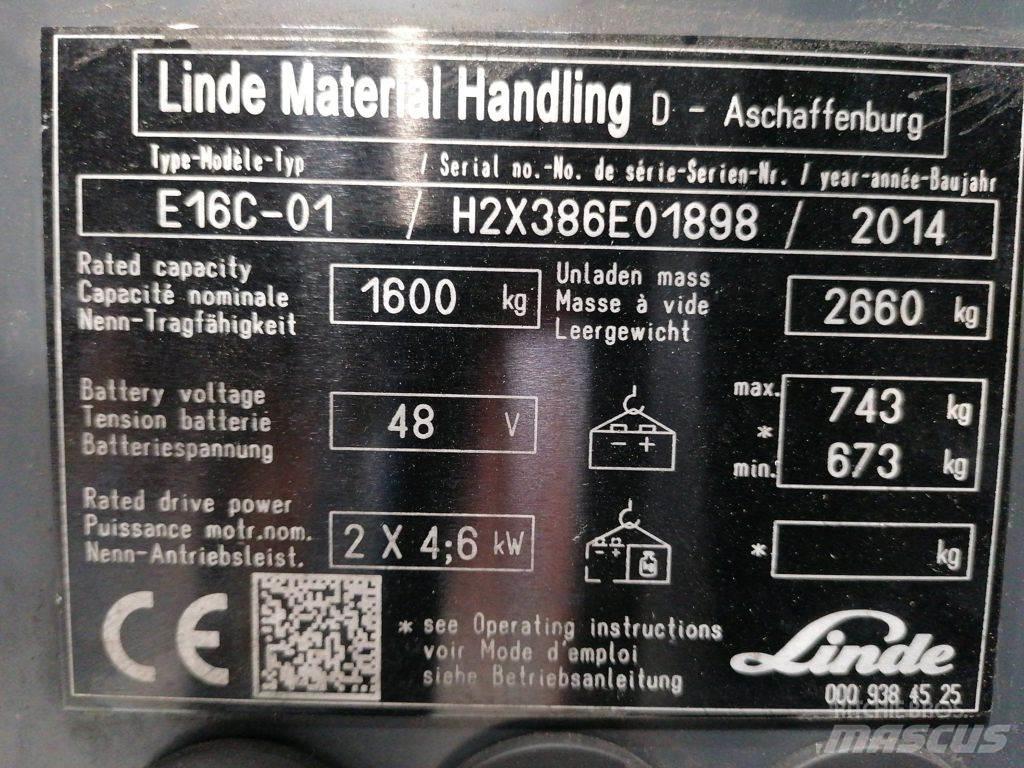 Linde E16C-01 バッテリーフォークリフト