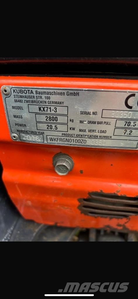 Kubota KX 71-3 ミニ油圧ショベル 7t以下（ミニユンボ・ミニディガー）