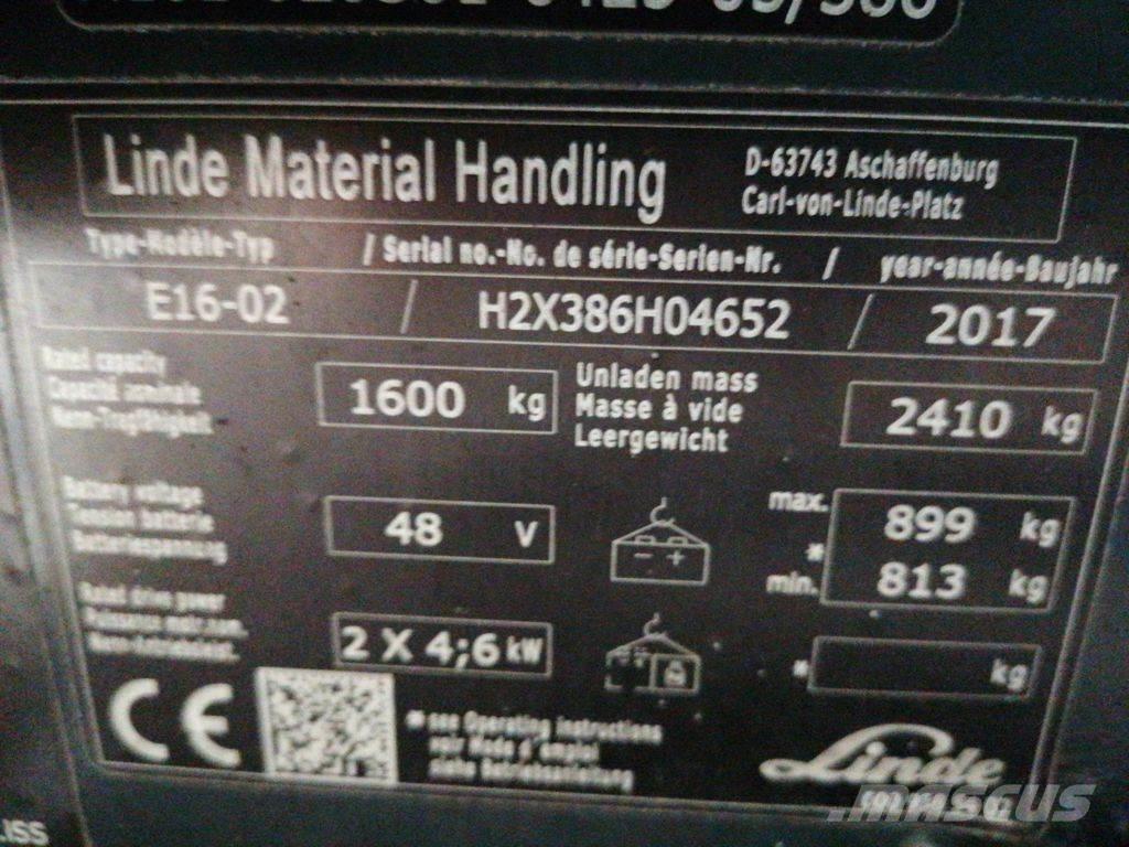 Linde E16-02 バッテリーフォークリフト