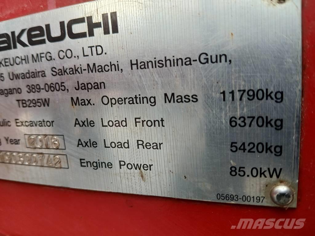 Takeuchi TB 295 W ホイール式油圧ショベル（パワーショベル・ユンボ・バックホー）