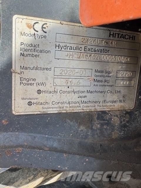 Hitachi ZX 26 U-6 CR ミニ油圧ショベル 7t以下（ミニユンボ・ミニディガー）