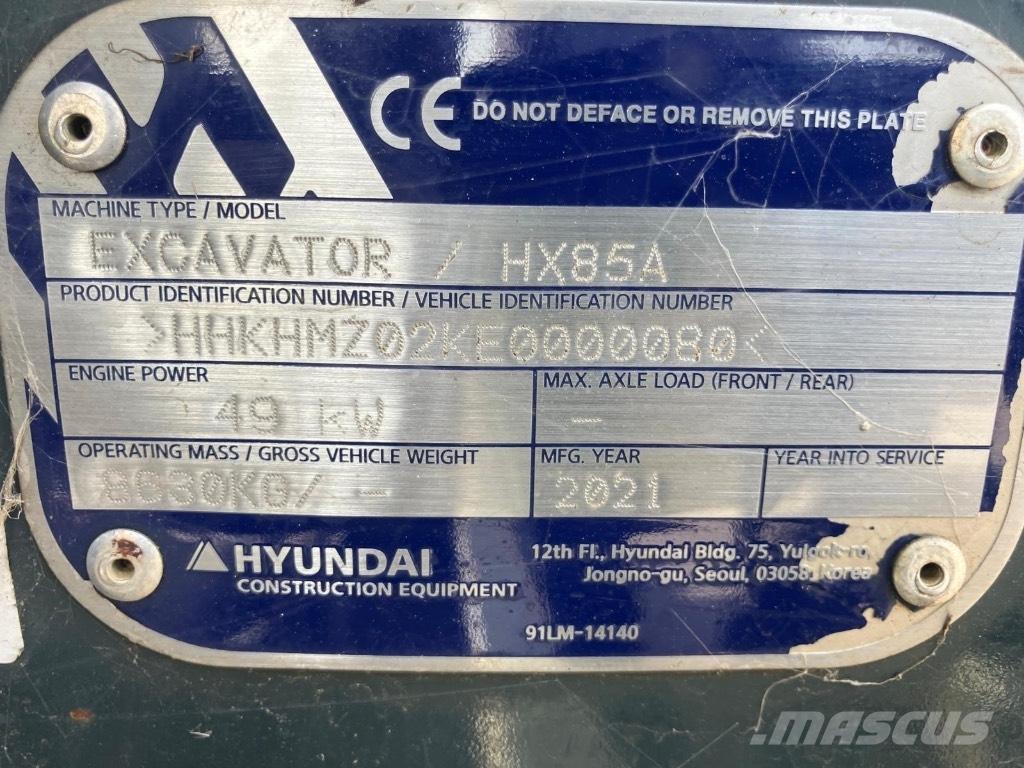 Hyundai HX 85 A 中型油圧ショベル 7ｔ-12ｔ（ユンボ・パワーショベル・バックホー）