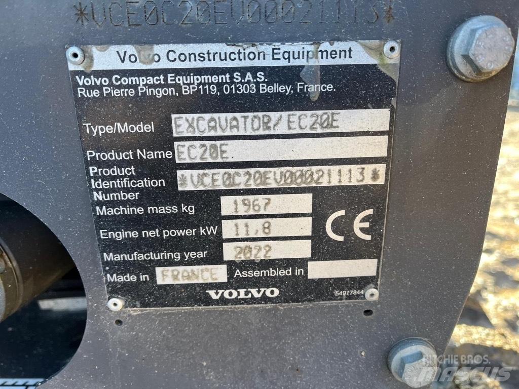 Volvo EC 20 E ミニ油圧ショベル 7t以下（ミニユンボ・ミニディガー）
