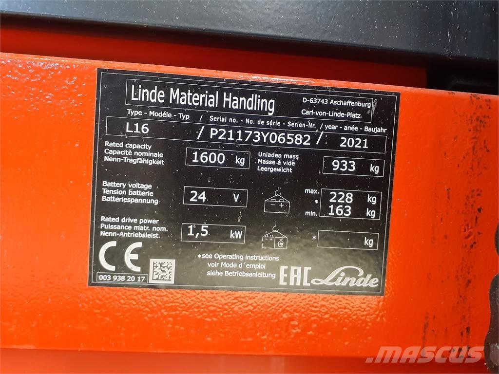 Linde L16i ウォーキンフォークリフト