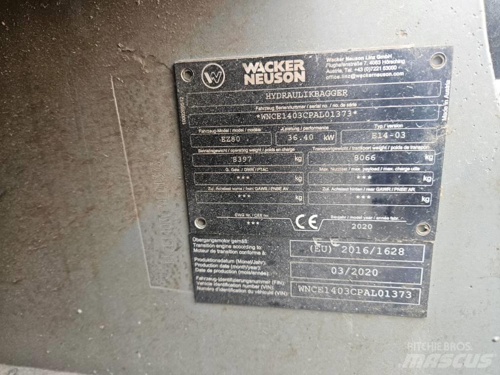 Wacker Neuson EZ 80 中型油圧ショベル 7ｔ-12ｔ（ユンボ・パワーショベル・バックホー）