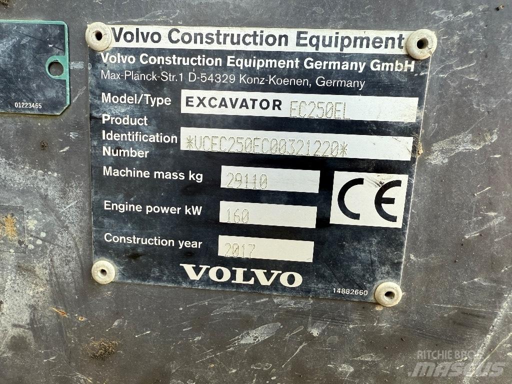 Volvo EC 250 EL 大型油圧ショベル12t以上（パワーショベル・ユンボ）