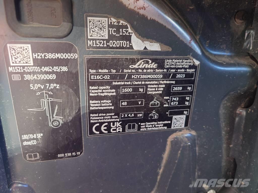 Linde E16C/386-02 バッテリーフォークリフト