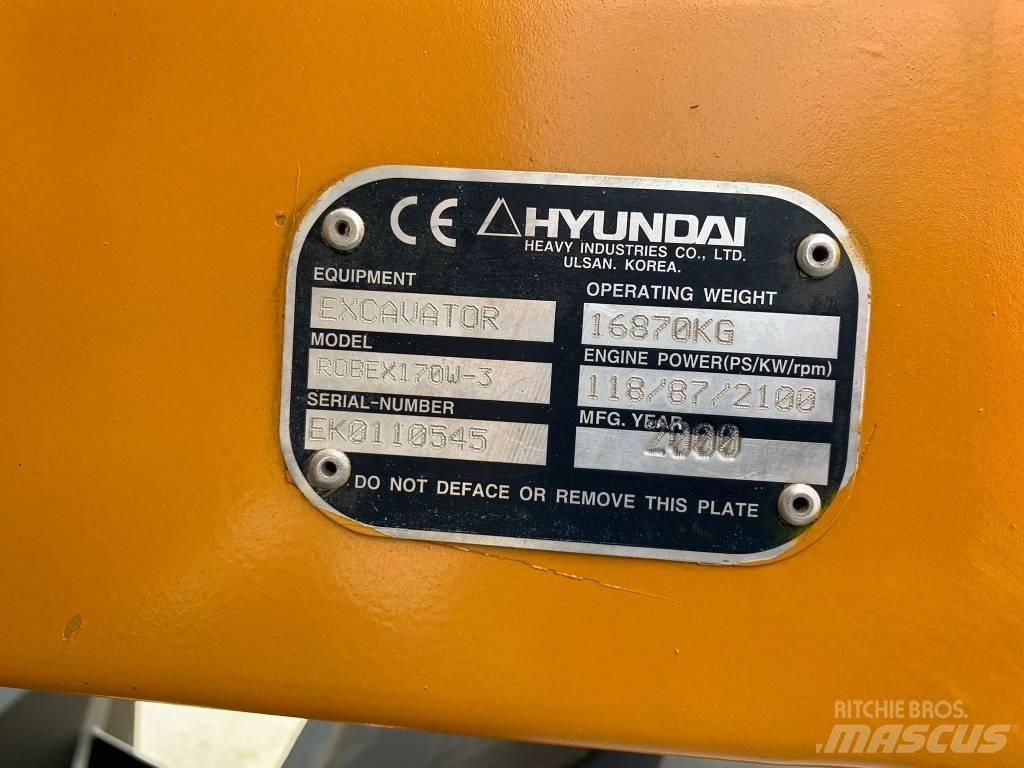 Hyundai ROBEX 170W-3 ホイール式油圧ショベル（パワーショベル・ユンボ・バックホー）