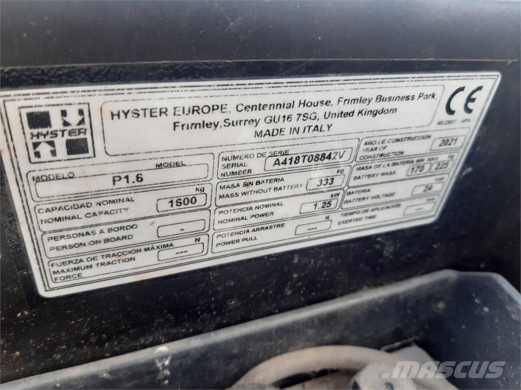 Hyster P1.6 マテリアルハンドリング-その他