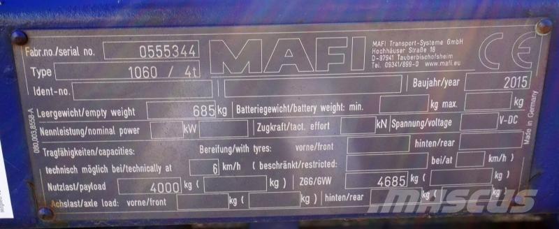 Mafi 1060 / 4t フラットベッド／ドロップサイドトレーラー