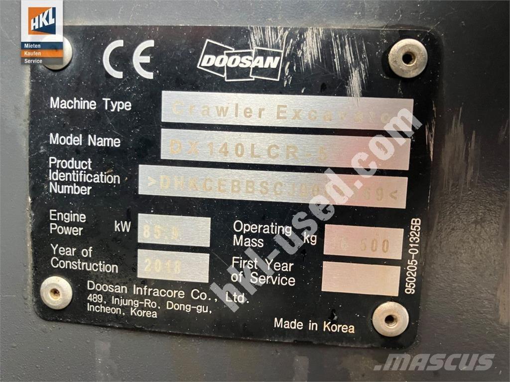 Doosan DX 140 LCR-5 大型油圧ショベル12t以上（パワーショベル・ユンボ）