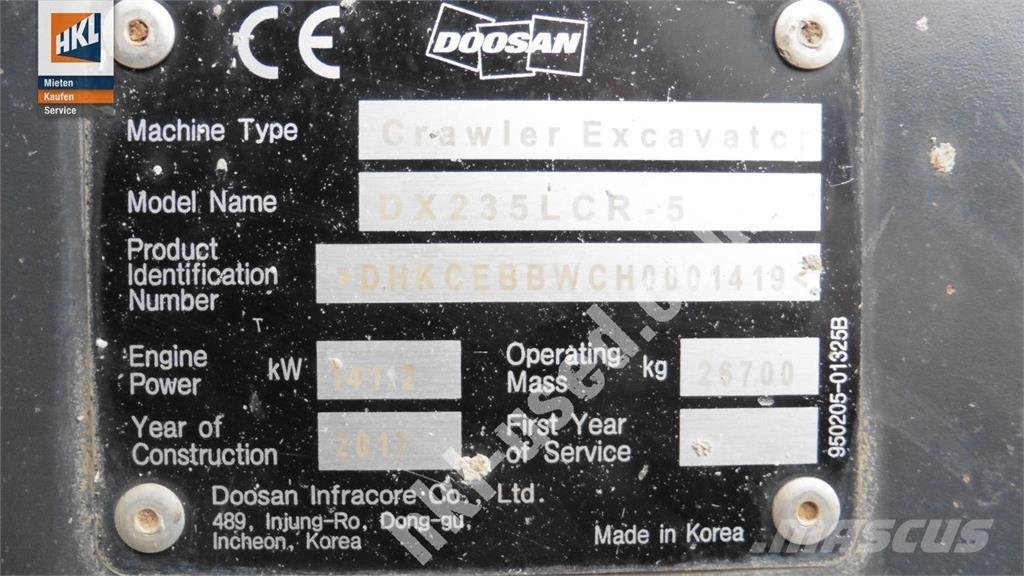 Doosan DX 235 LCR-5 大型油圧ショベル12t以上（パワーショベル・ユンボ）