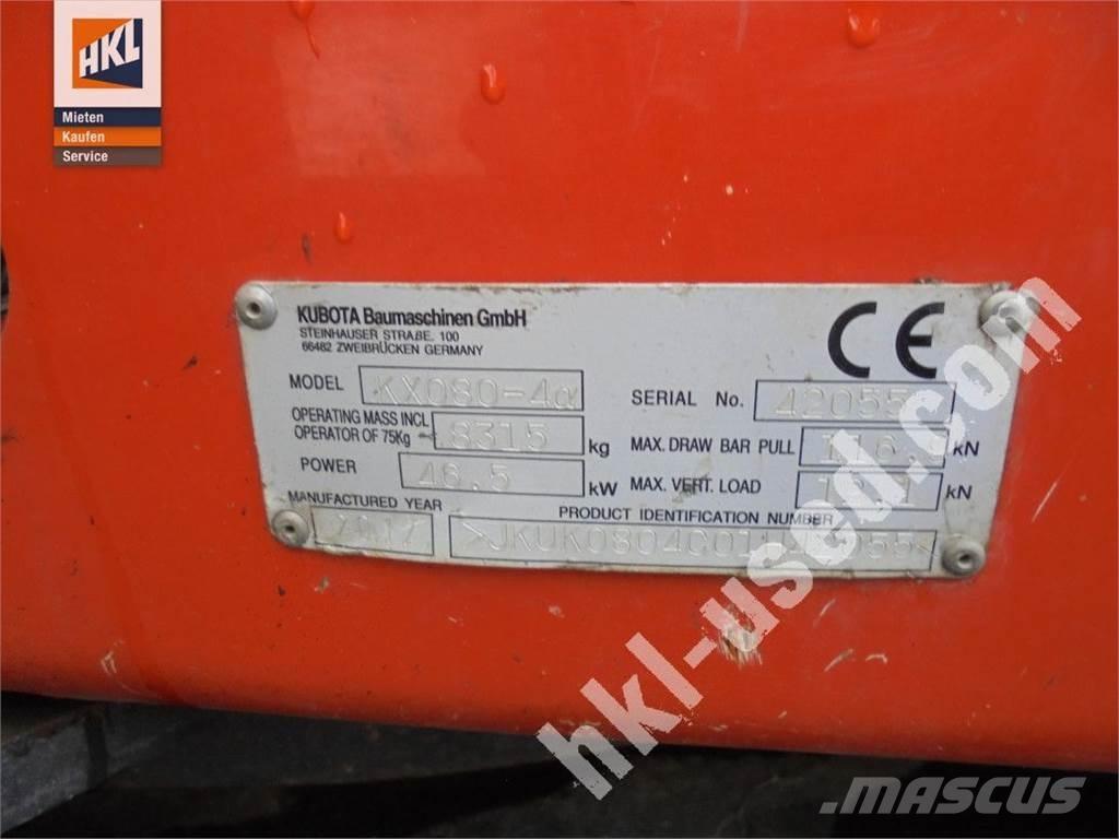 Kubota KX 080-4 ミニ油圧ショベル 7t以下（ミニユンボ・ミニディガー）