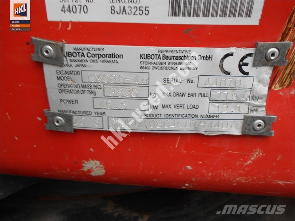 Kubota KX 080-4 ミニ油圧ショベル 7t以下（ミニユンボ・ミニディガー）