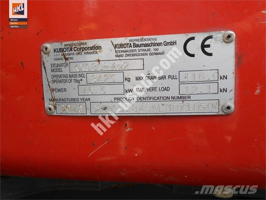 Kubota KX 080-4 ミニ油圧ショベル 7t以下（ミニユンボ・ミニディガー）