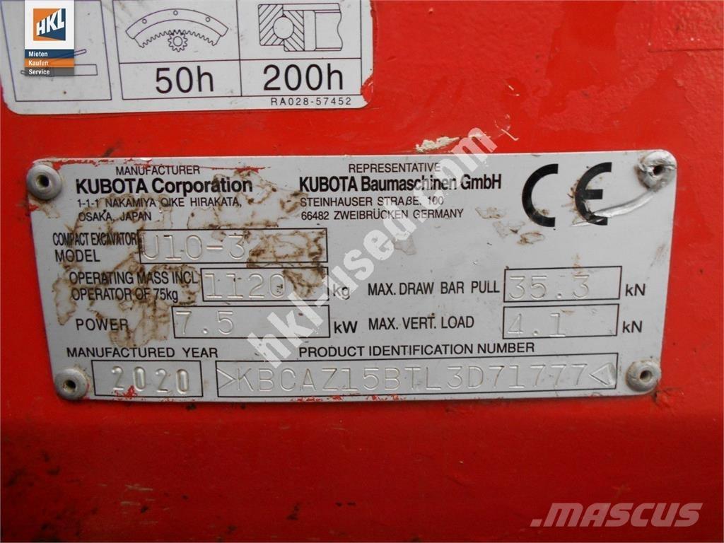 Kubota U 10-3 ミニ油圧ショベル 7t以下（ミニユンボ・ミニディガー）