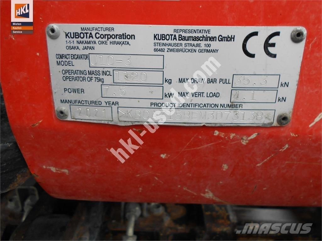 Kubota U 10-3 ミニ油圧ショベル 7t以下（ミニユンボ・ミニディガー）