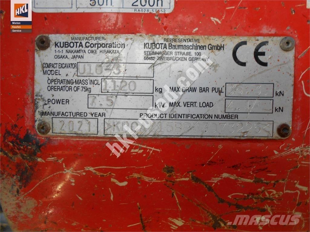 Kubota U 10-3 ミニ油圧ショベル 7t以下（ミニユンボ・ミニディガー）